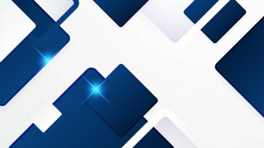 Mavi ve beyaz geometrik şekiller soyut modern teknoloji arka plan tasarımı. Vektör soyut grafik sunum tasarım sancak şablonu arka plan şablonu.