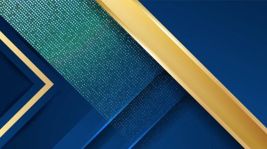 Altın çizgili ve altın parıltılı lüks mavi arka plan