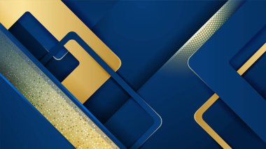 Altın çizgili ve altın parıltılı lüks mavi arka plan