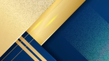 Altın çizgili ve altın parıltılı lüks mavi arka plan