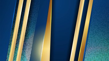 Altın çizgili ve altın parıltılı lüks mavi arka plan