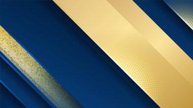 Altın çizgili ve altın parıltılı lüks mavi arka plan