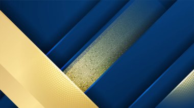 Altın çizgili ve altın parıltılı lüks mavi arka plan