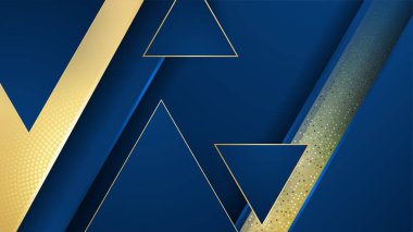 Altın çizgili ve altın parıltılı lüks mavi arka plan