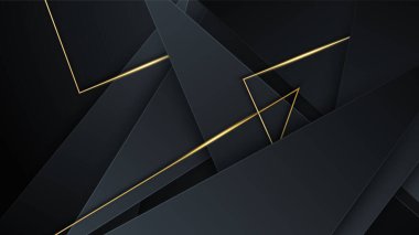 Sunum arkaplanı, yıllık rapor kapağı, web başlığı için modern kurumsal tasarım içeren siyah altın arkaplan