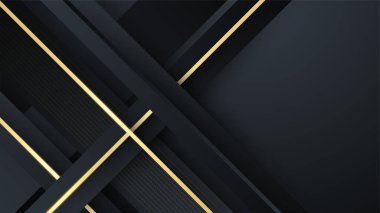 Sunum arkaplanı, yıllık rapor kapağı, web başlığı için modern kurumsal tasarım içeren siyah altın arkaplan