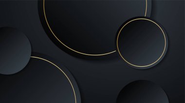 Sunum arkaplanı, yıllık rapor kapağı, web başlığı için modern kurumsal tasarım içeren siyah altın arkaplan