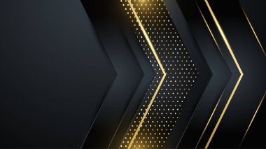 Sunum arkaplanı, yıllık rapor kapağı, web başlığı için modern kurumsal tasarım içeren siyah altın arkaplan
