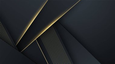 Sunum arkaplanı, yıllık rapor kapağı, web başlığı için modern kurumsal tasarım içeren siyah altın arkaplan