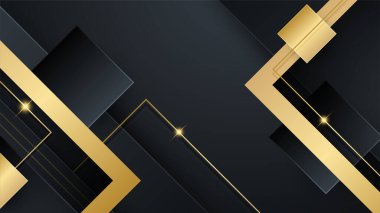Sunum arkaplanı, yıllık rapor kapağı, web başlığı için modern kurumsal tasarım içeren siyah altın arkaplan