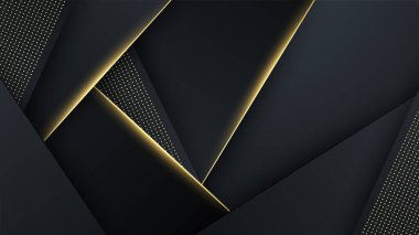 Sunum arkaplanı, yıllık rapor kapağı, web başlığı için modern kurumsal tasarım içeren siyah altın arkaplan
