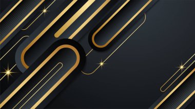 Sunum arkaplanı, yıllık rapor kapağı, web başlığı için modern kurumsal tasarım içeren siyah altın arkaplan
