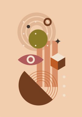 Vector illustration. Abstract poster set. Contemporary backgrounds. Mid century wall decor. Design elements for book cover, page template, print, card, brochure, magazine, poster. 60s, 70s graphic.