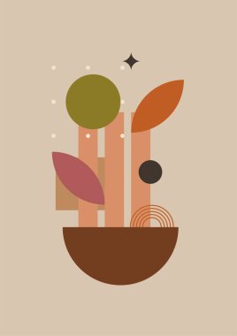 Vector illustration. Abstract poster set. Contemporary backgrounds. Mid century wall decor. Design elements for book cover, page template, print, card, brochure, magazine, poster. 60s, 70s graphic.