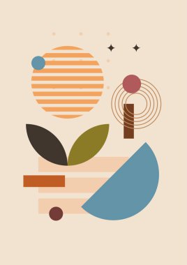 Vector illustration. Abstract poster set. Contemporary backgrounds. Mid century wall decor. Design elements for book cover, page template, print, card, brochure, magazine, poster. 60s, 70s graphic.