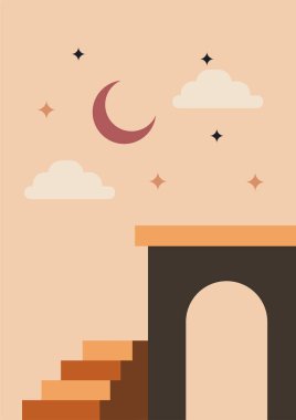 Vector illustration. Abstract poster set. Contemporary backgrounds. Mid century wall decor. Design elements for book cover, page template, print, card, brochure, magazine, poster. 60s, 70s graphic.