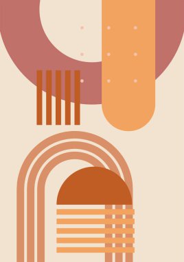 Vector illustration. Abstract poster set. Contemporary backgrounds. Mid century wall decor. Design elements for book cover, page template, print, card, brochure, magazine, poster. 60s, 70s graphic.