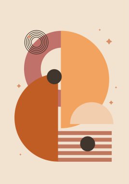 Vector illustration. Abstract poster set. Contemporary backgrounds. Mid century wall decor. Design elements for book cover, page template, print, card, brochure, magazine, poster. 60s, 70s graphic.