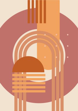 Vector illustration. Abstract poster set. Contemporary backgrounds. Mid century wall decor. Design elements for book cover, page template, print, card, brochure, magazine, poster. 60s, 70s graphic.