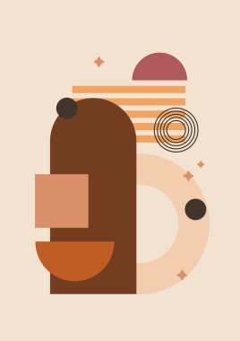 Vector illustration. Abstract poster set. Contemporary backgrounds. Mid century wall decor. Design elements for book cover, page template, print, card, brochure, magazine, poster. 60s, 70s graphic.