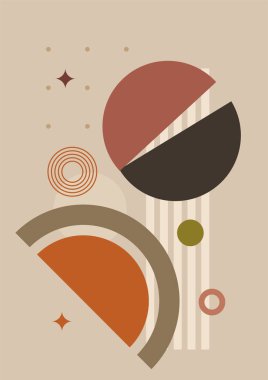 Vector illustration. Abstract poster set. Contemporary backgrounds. Mid century wall decor. Design elements for book cover, page template, print, card, brochure, magazine, poster. 60s, 70s graphic.