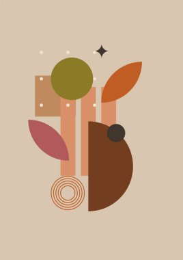 Vector illustration. Abstract poster set. Contemporary backgrounds. Mid century wall decor. Design elements for book cover, page template, print, card, brochure, magazine, poster. 60s, 70s graphic.