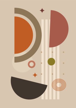 Vector illustration. Abstract poster set. Contemporary backgrounds. Mid century wall decor. Design elements for book cover, page template, print, card, brochure, magazine, poster. 60s, 70s graphic.
