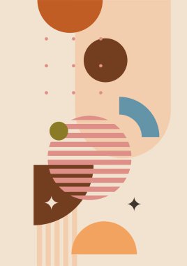Vector illustration. Abstract poster set. Contemporary backgrounds. Mid century wall decor. Design elements for book cover, page template, print, card, brochure, magazine, poster. 60s, 70s graphic.