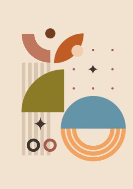 Vector illustration. Abstract poster set. Contemporary backgrounds. Mid century wall decor. Design elements for book cover, page template, print, card, brochure, magazine, poster. 60s, 70s graphic.
