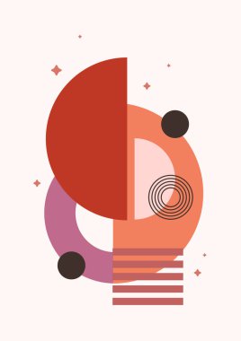 Geometrik denge şekilli soyut modern sanat. Soyut kavis, ay, toprak izi