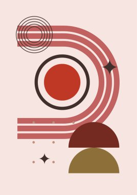 Geometrik denge şekilli soyut modern sanat. Soyut kavis, ay, toprak izi