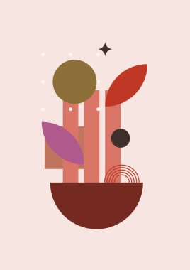 Geometrik denge şekilli soyut modern sanat. Soyut kavis, ay, toprak izi