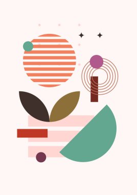 Geometrik denge şekilli soyut modern sanat. Soyut kavis, ay, toprak izi