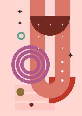 Geometrik denge şekilli soyut modern sanat. Soyut kavis, ay, toprak izi