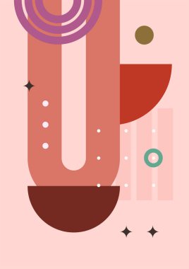 Geometrik denge şekilli soyut modern sanat. Soyut kavis, ay, toprak izi