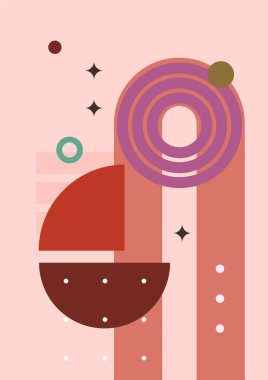 Geometrik denge şekilli soyut modern sanat. Soyut kavis, ay, toprak izi