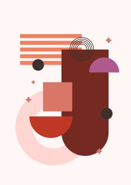 Geometrik denge şekilli soyut modern sanat. Soyut kavis, ay, toprak izi