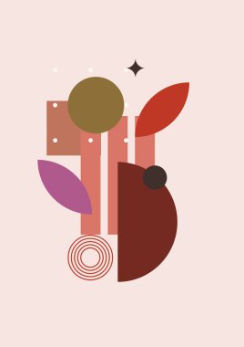 Geometrik denge şekilli soyut modern sanat. Soyut kavis, ay, toprak izi