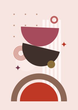 Geometrik denge şekilli soyut modern sanat. Soyut kavis, ay, toprak izi