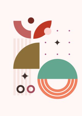 Geometrik denge şekilli soyut modern sanat. Soyut kavis, ay, toprak izi