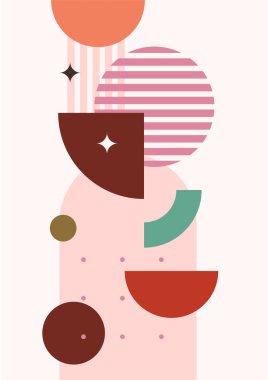 Geometrik denge şekilli soyut modern sanat. Soyut kavis, ay, toprak izi