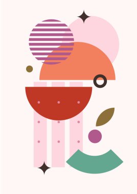 Geometrik denge şekilli soyut modern sanat. Soyut kavis, ay, toprak izi