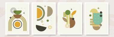 Soyut boho poster kompozisyonları. Minimum geometrik posterler. Boho duvar dekoru.