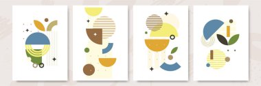 Soyut boho poster kompozisyonları. Minimum geometrik posterler. Boho duvar dekoru.