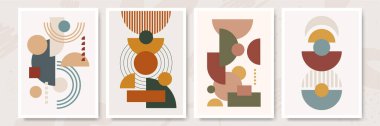 Boho modern minimalist soyut çizgi çizimi geometrik şekilli