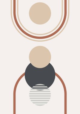 Boho modern minimalist soyut çizgi çizimi geometrik şekilli