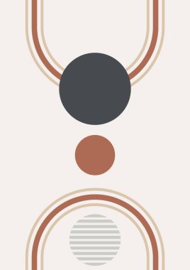 Boho modern minimalist soyut çizgi çizimi geometrik şekilli