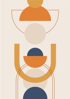 Boho modern minimalist soyut çizgi çizimi geometrik şekilli