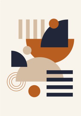 Boho modern minimalist soyut çizgi çizimi geometrik şekilli