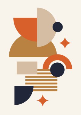 Boho modern minimalist soyut çizgi çizimi geometrik şekilli